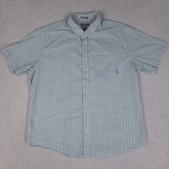 Eddie Bauer Shirt Mens XXL Blue Green Classic Fit Button Down Short Sleeve - Picture 1 of 13